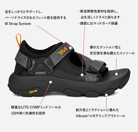 新品未使用⭐︎Teva Grandview Max Sandal ブラック 25 テバ Teva グランドビュー マックス サンダル [1164770-BLK SS25