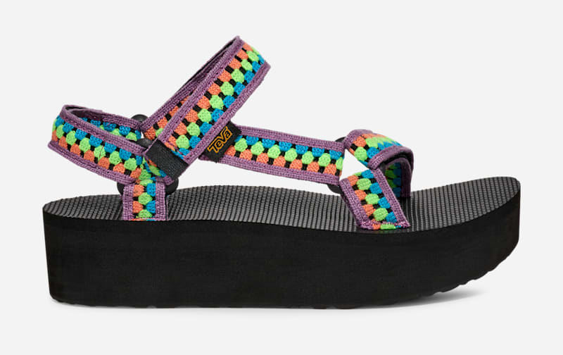 TEVA Women's Flatform Universal Crochet Sandal in Neon Spring, Size 5