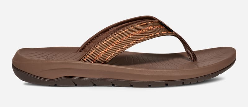 TEVA Men's Hurricane Flip-Flop Sandals in Brown, Size 12