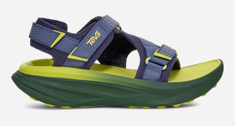 Men's Teva Aventrail R2T Trail Running Sandals In Navy/Green Multi, Size 7