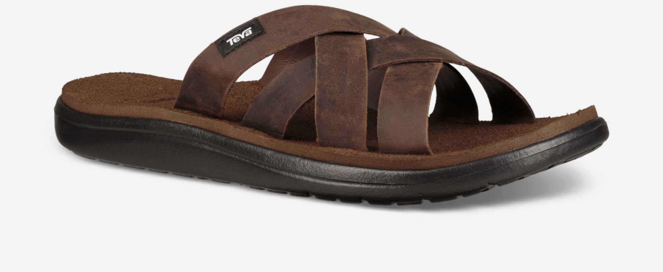 Teva Voya Men\'s Dark Brown Leather Slide on Sandals Men main image 3