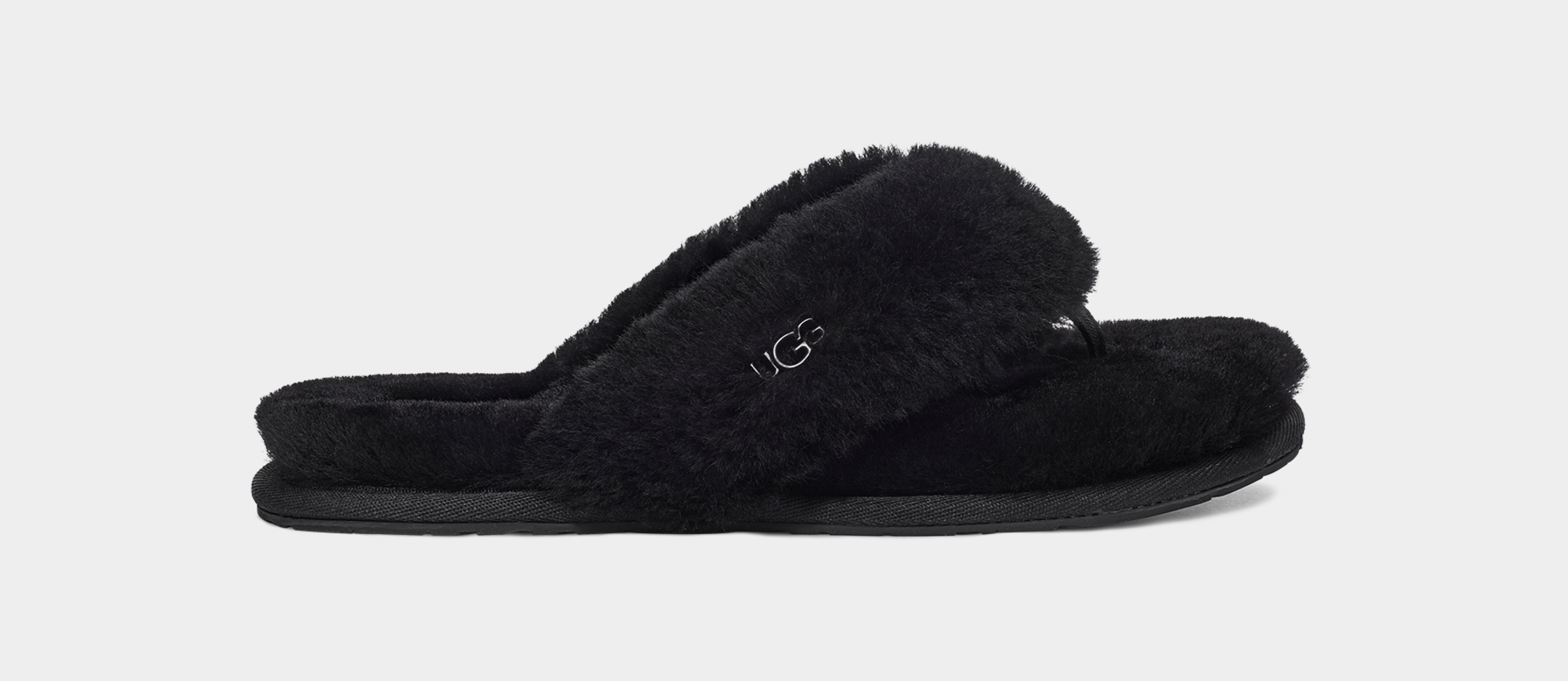 Ugg logo fluff hot sale slippers