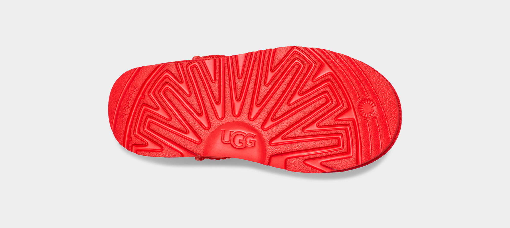 Red uggs with online ugg written on them