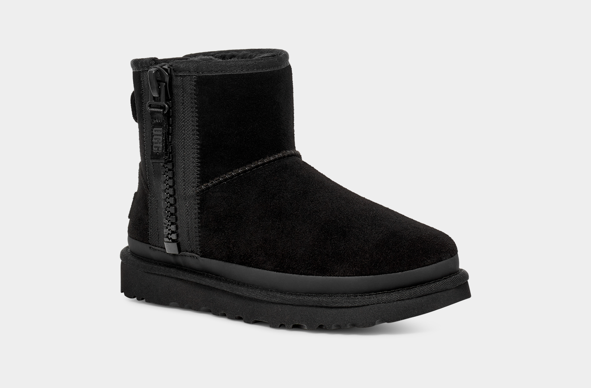 Grey ugg top boots with zipper