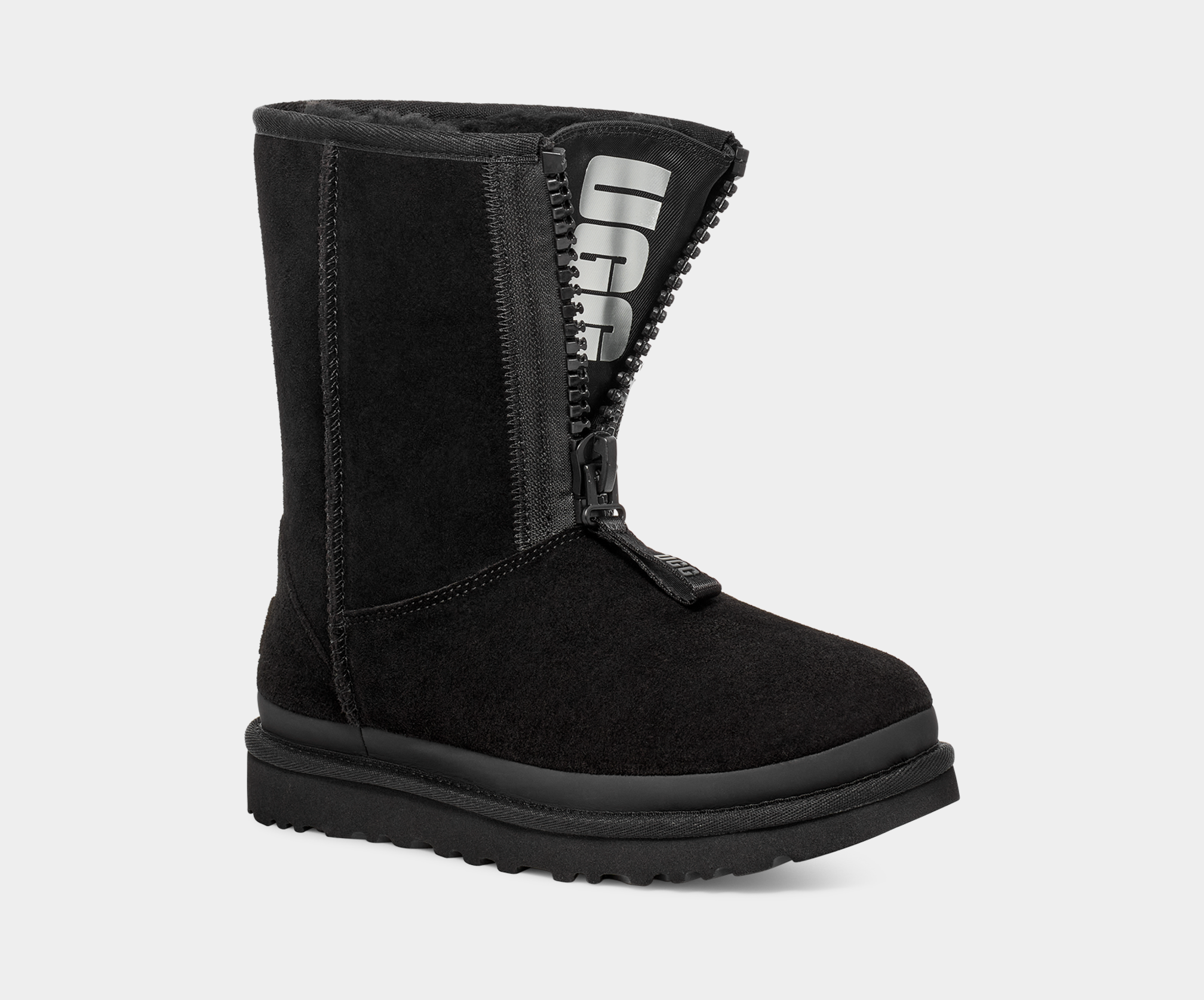 Women s Classic Short Zipper Tape Logo Boot UGG