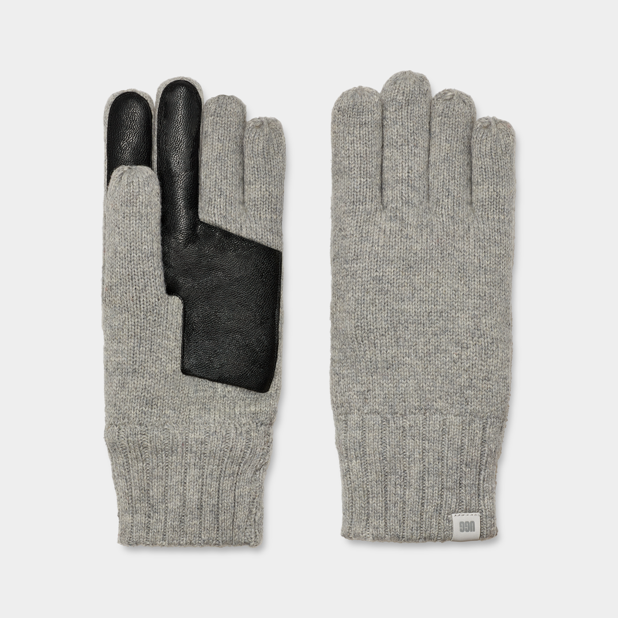 Men's knit gloves with top leather palm