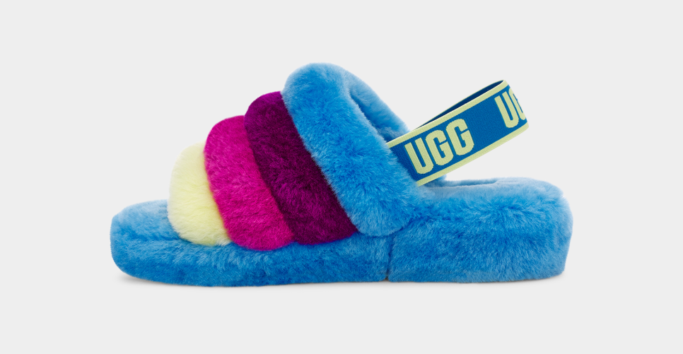 Pink blue yellow hotsell ugg slides