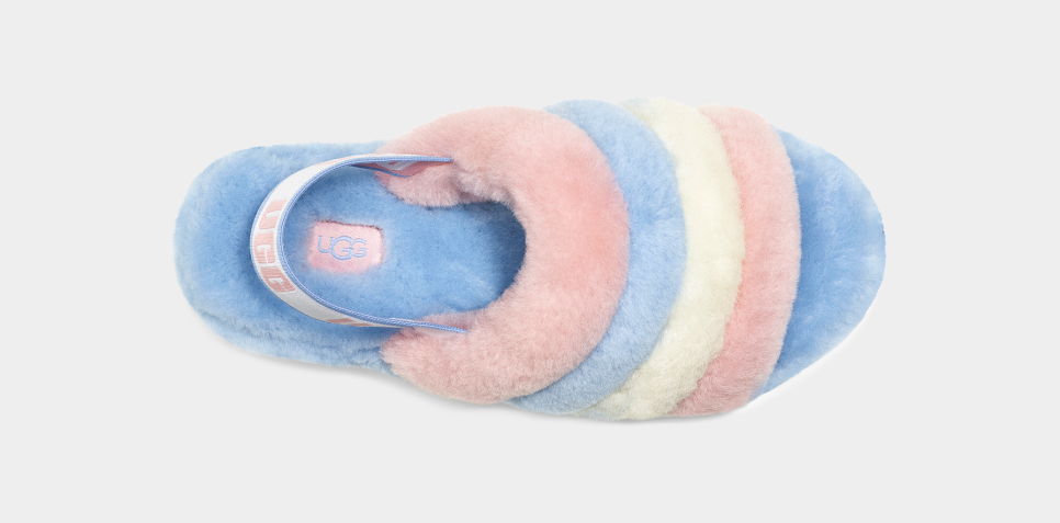 Blue and 2025 pink ugg slides