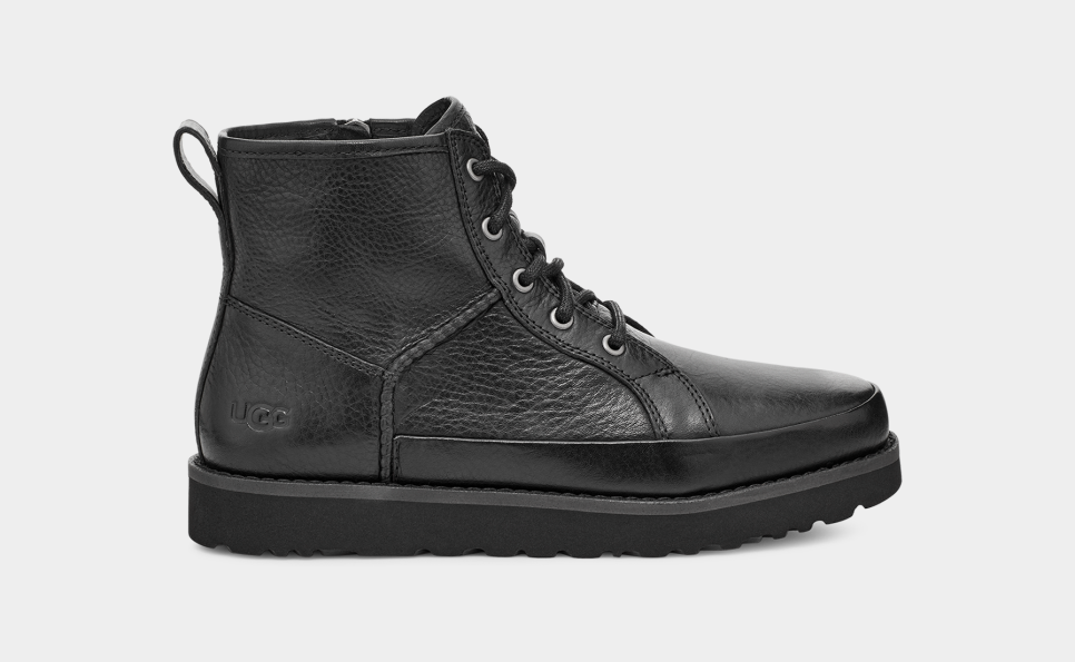Mens black leather ugg boots best sale