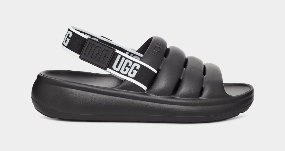 Black and hotsell white ugg slides