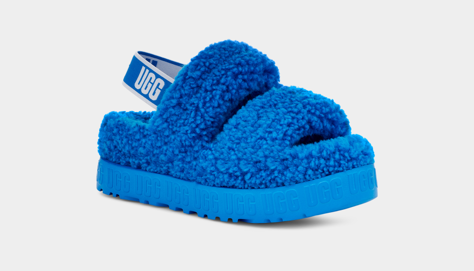 Pink and best sale blue ugg slippers