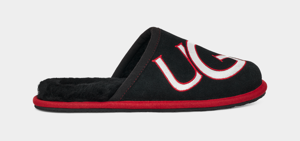 Ugg scuff logo black and red deals