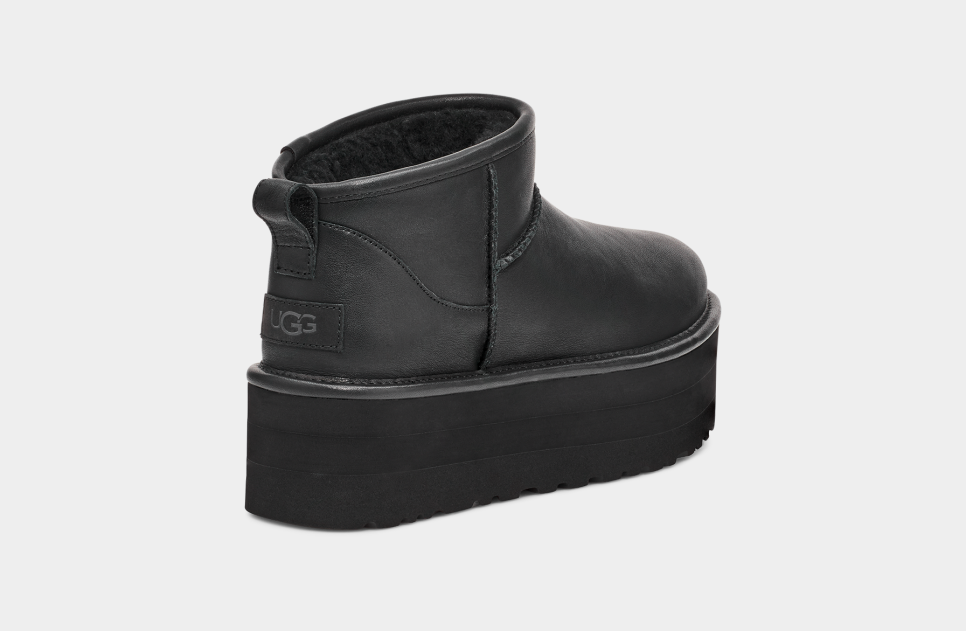 Black leather classic ugg boots best sale