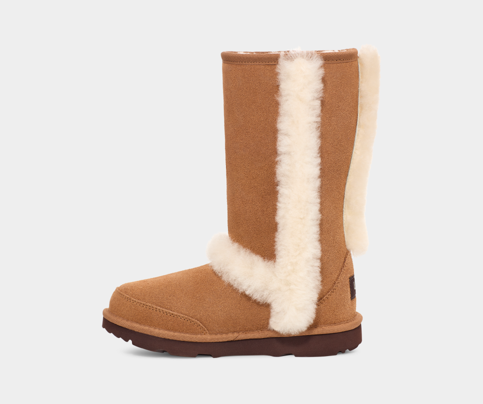Gray and top black sunburst uggs