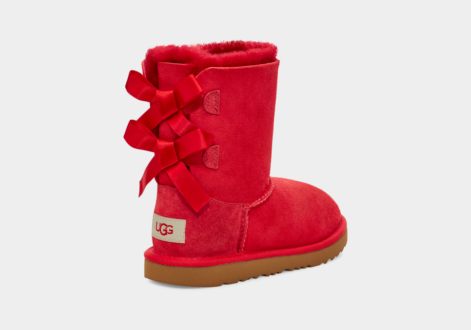 Red uggs with online ribbon