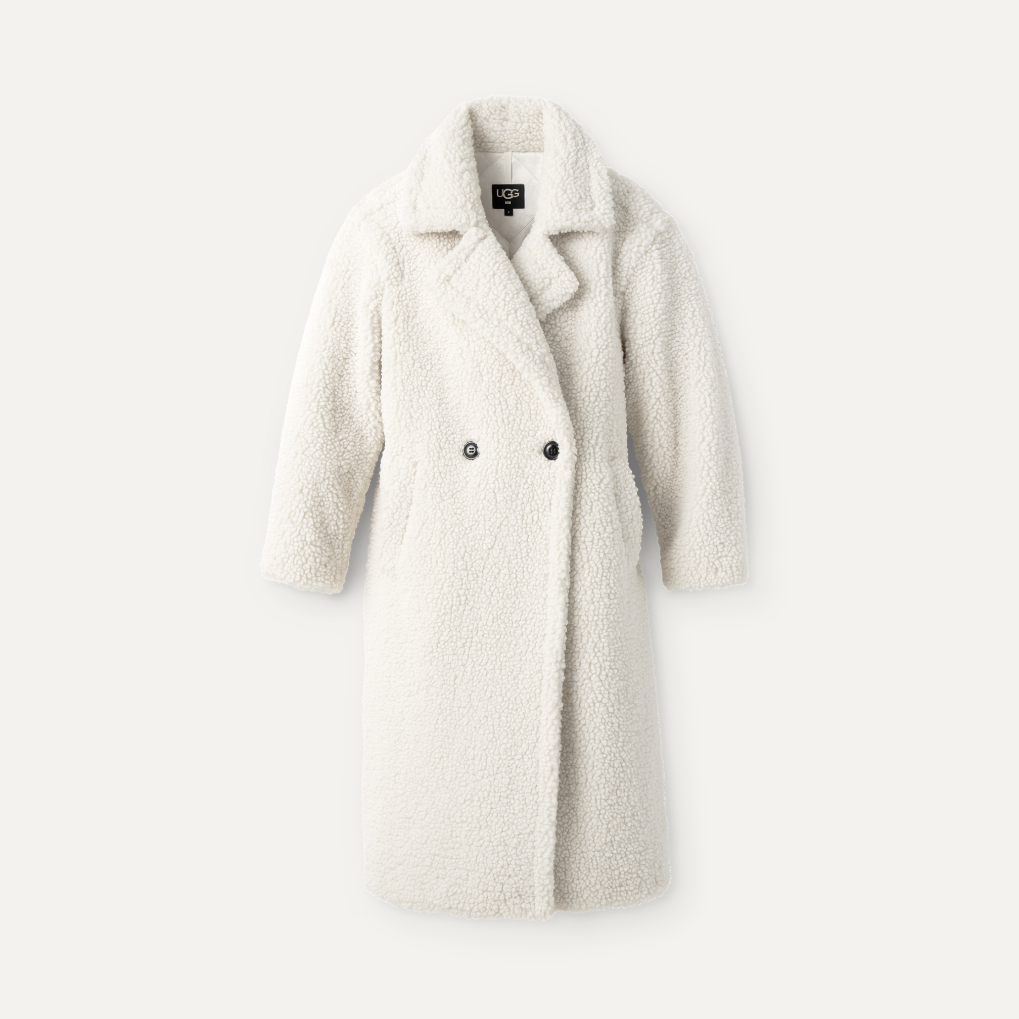 Cream teddy long coat cheap