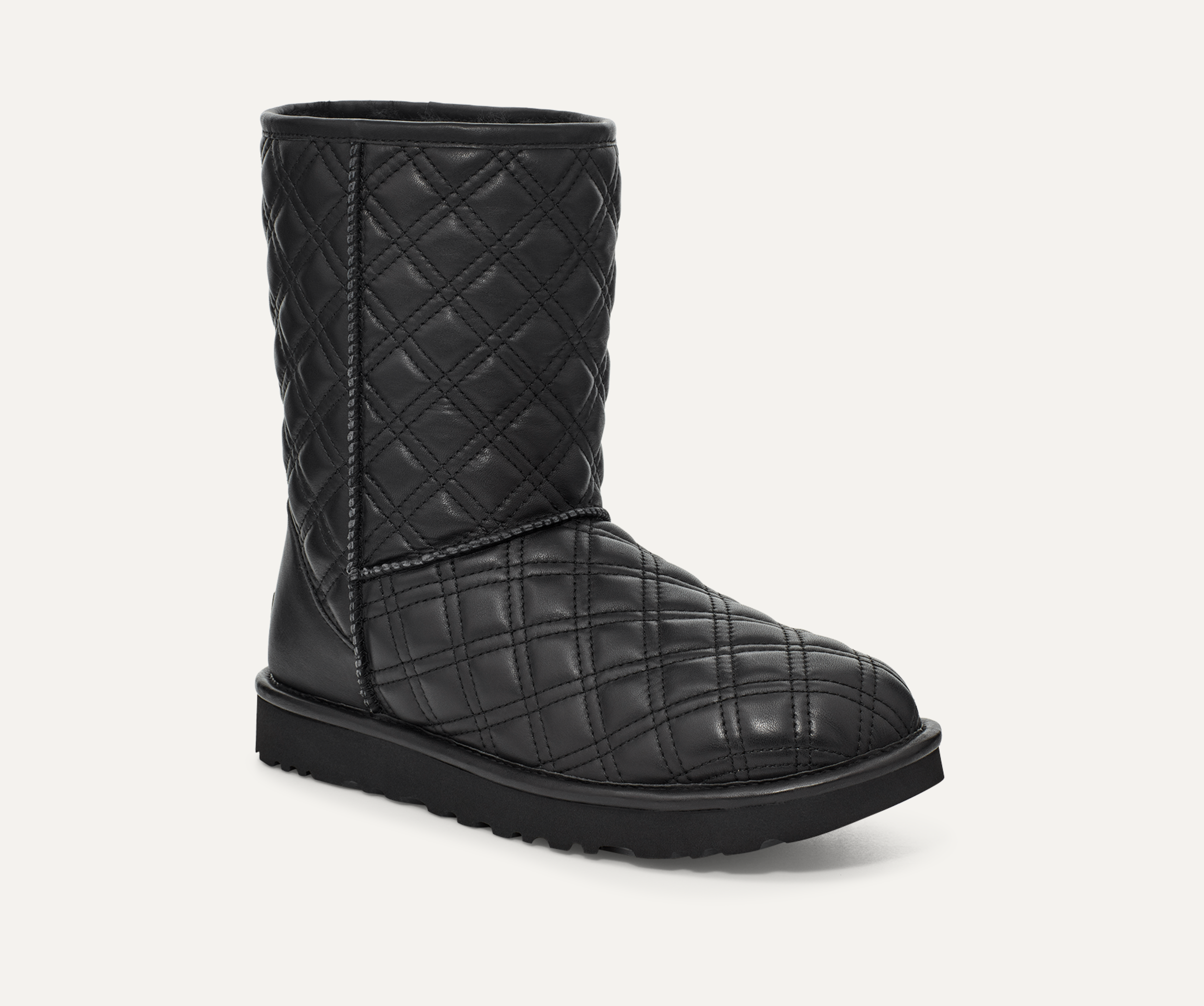 Ugg classic short black leather hot sale