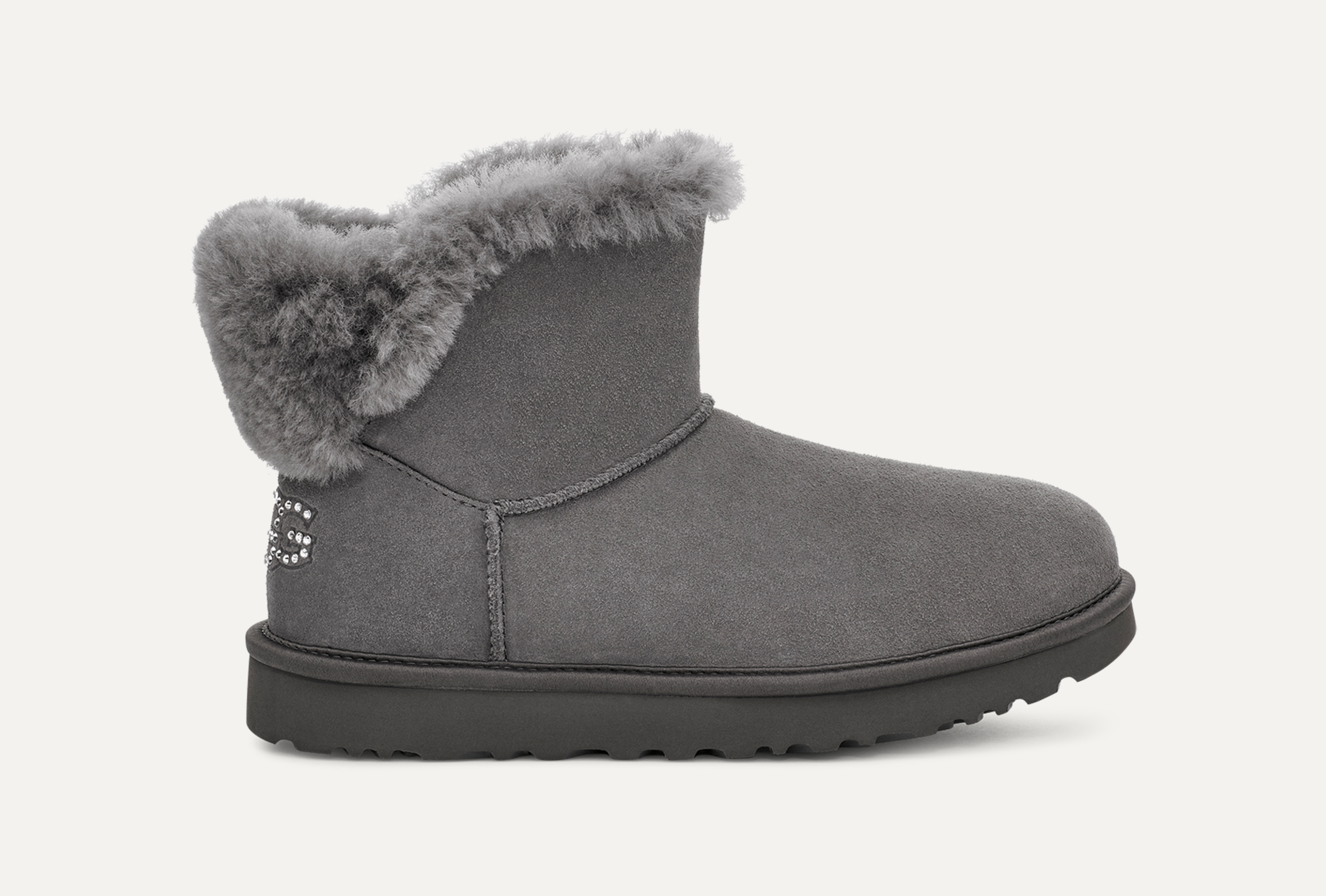 Button Bling Boots Ugg Mini Bailey Button Grey Bow Mini Ugg Damen