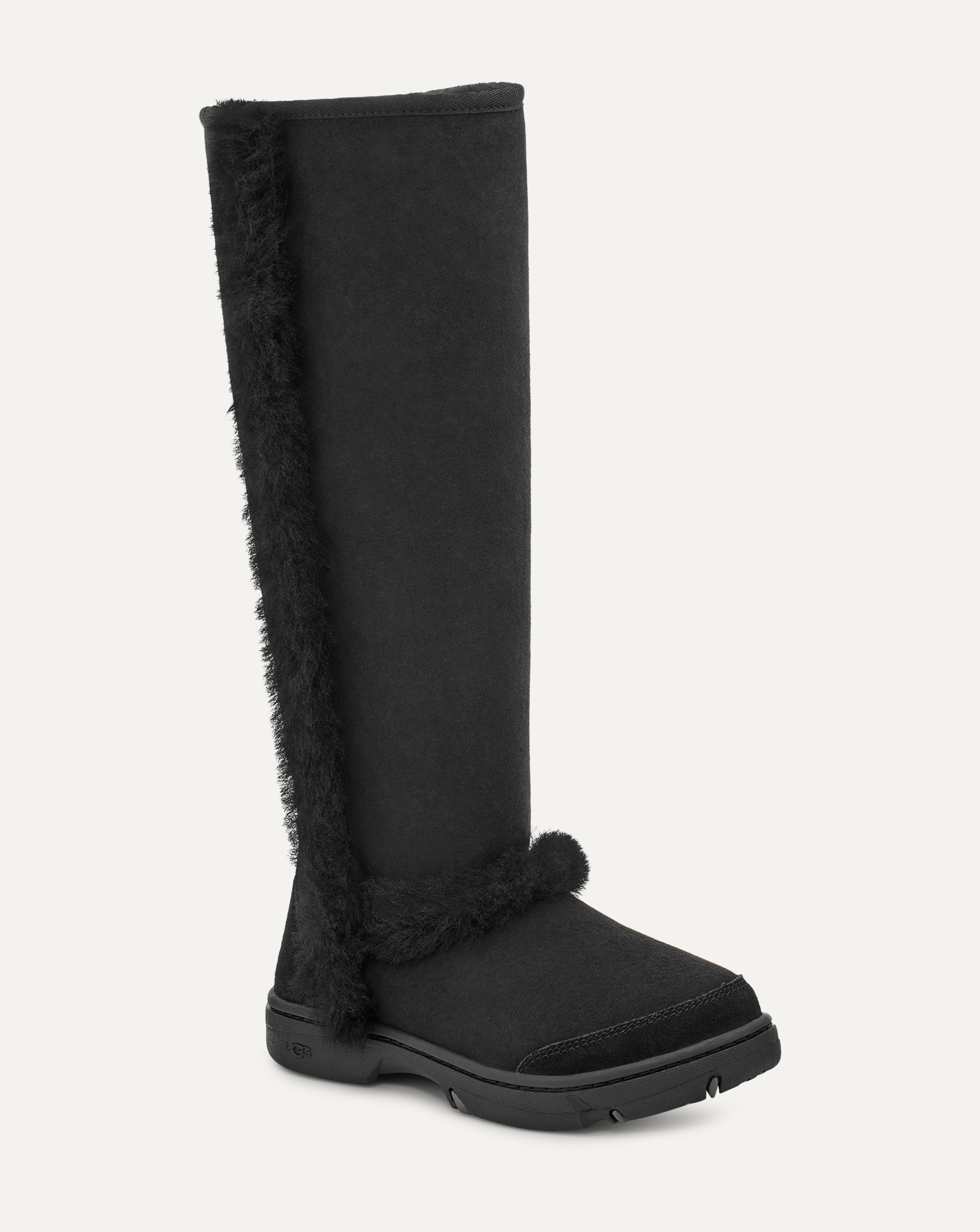 Tall black uggs with buttons shop