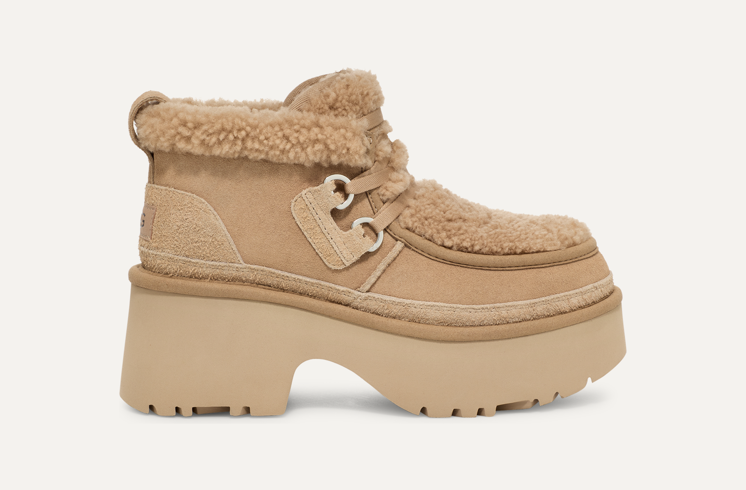 Ugg Classic New Heights Genuine Shearling Lace Up Bootie Chestnut