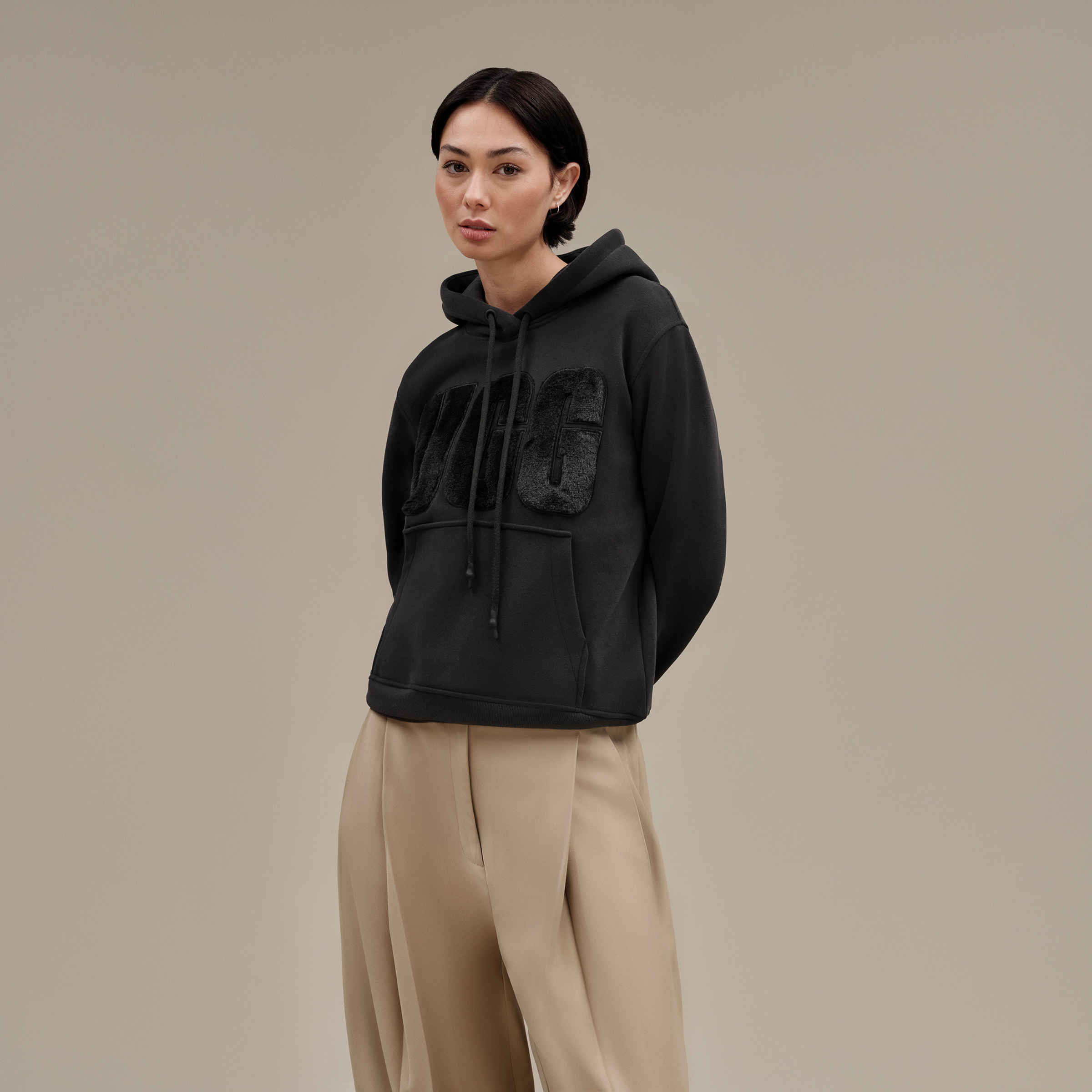 Rey Fuzzy Logo Hoodie | UGG