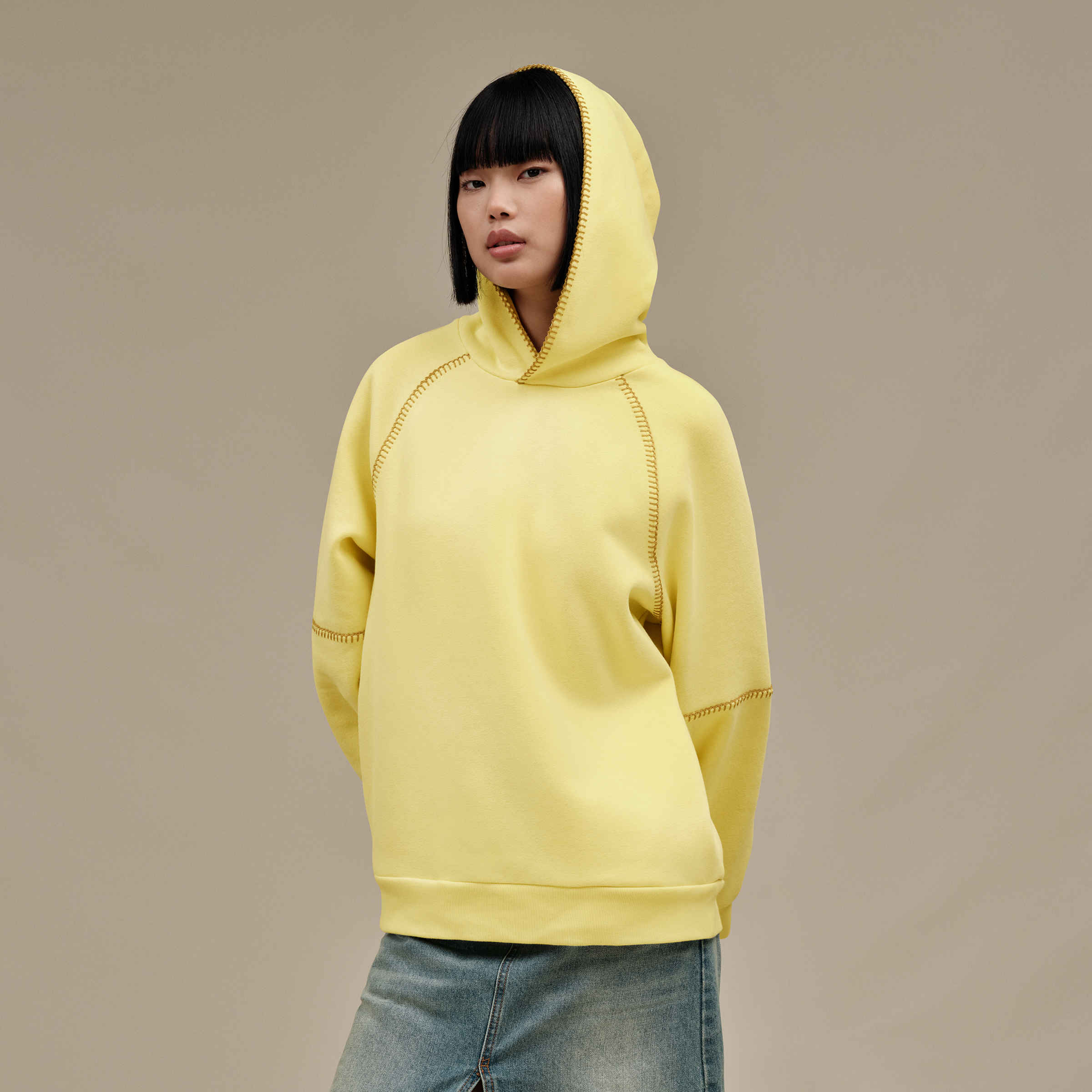 Womens mustard hoodie top