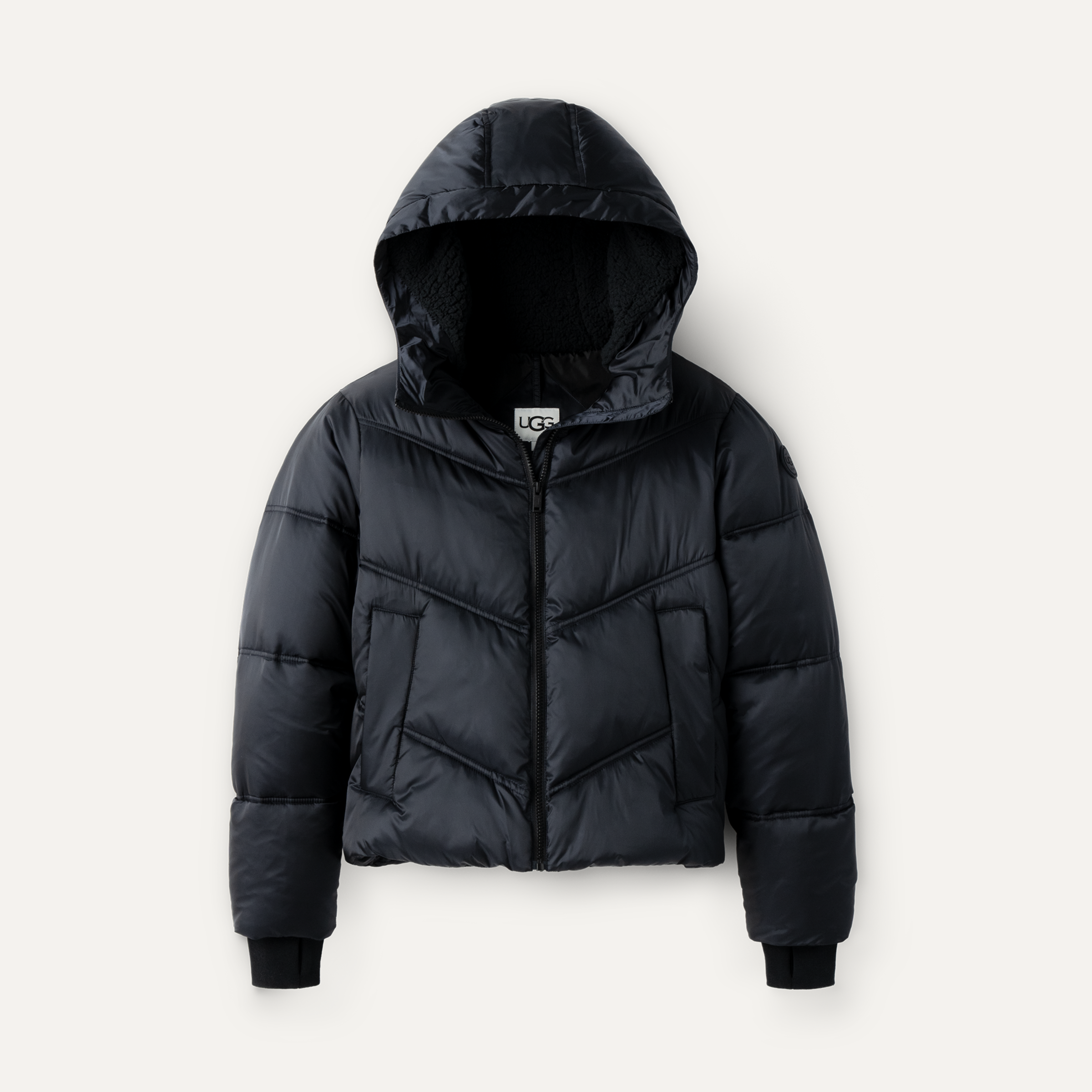 Cropped puffer jacket no hood sale