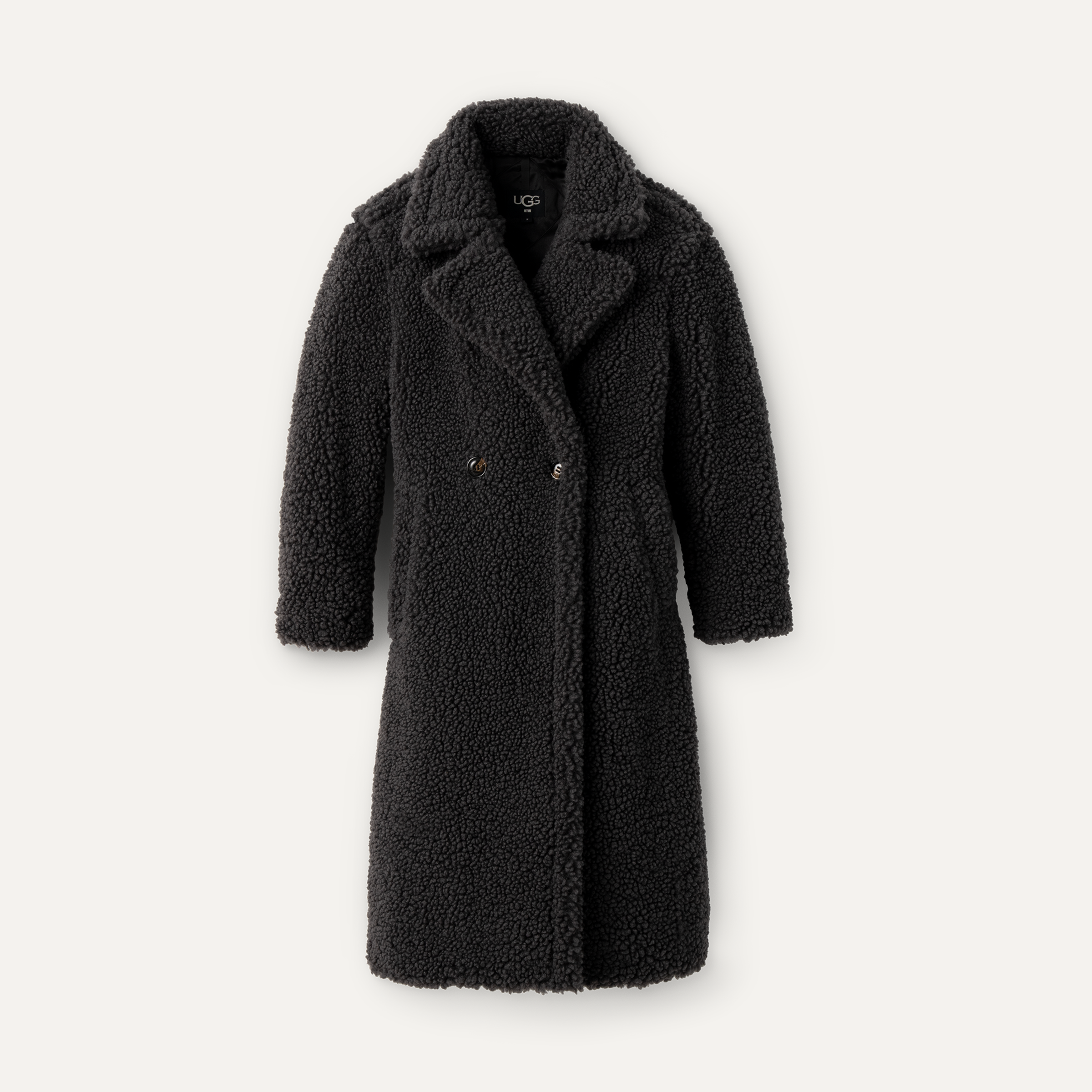 Teddy coat black long on sale