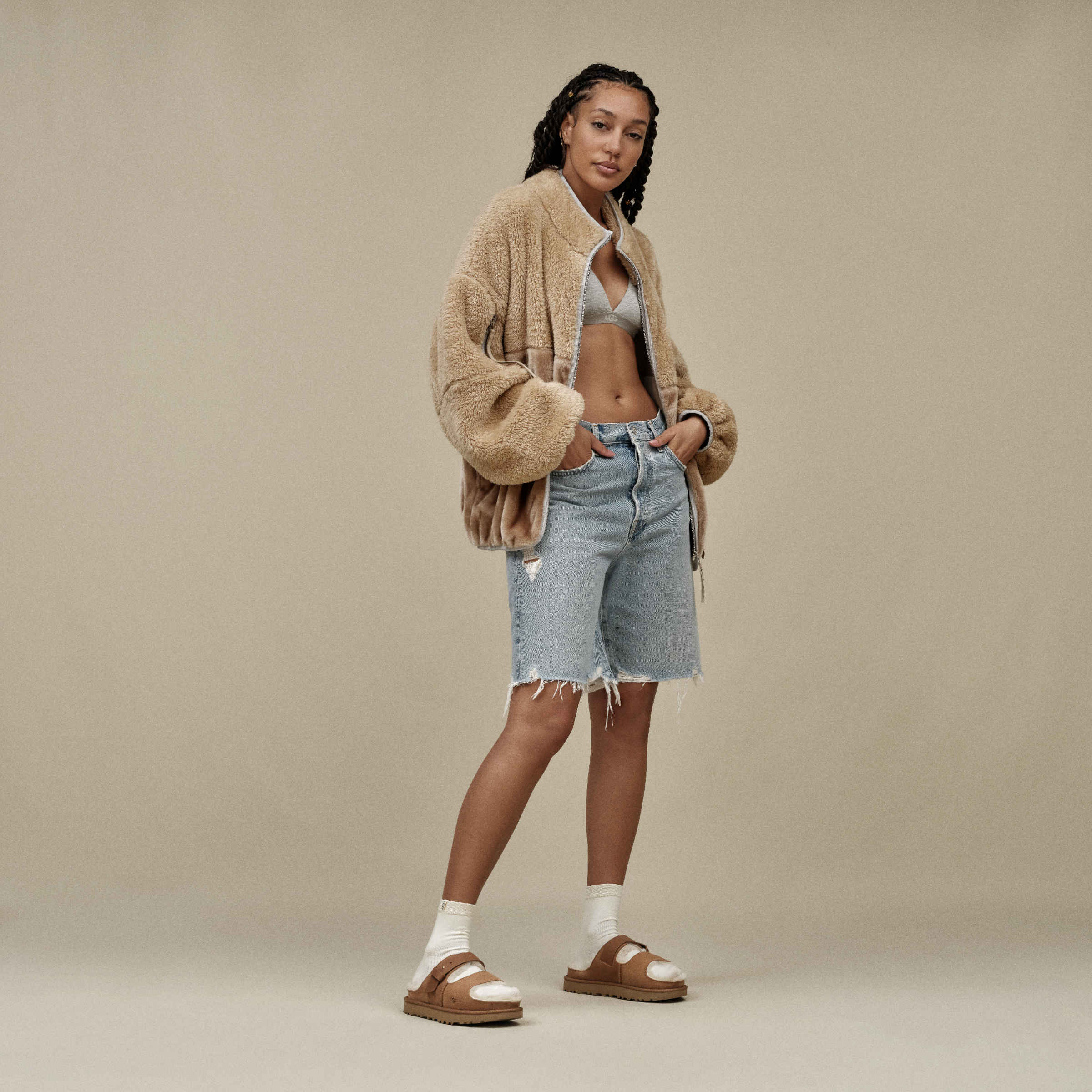 UGG Women's Marlene Sherpa Jacket Ii Coat, Cream, L at