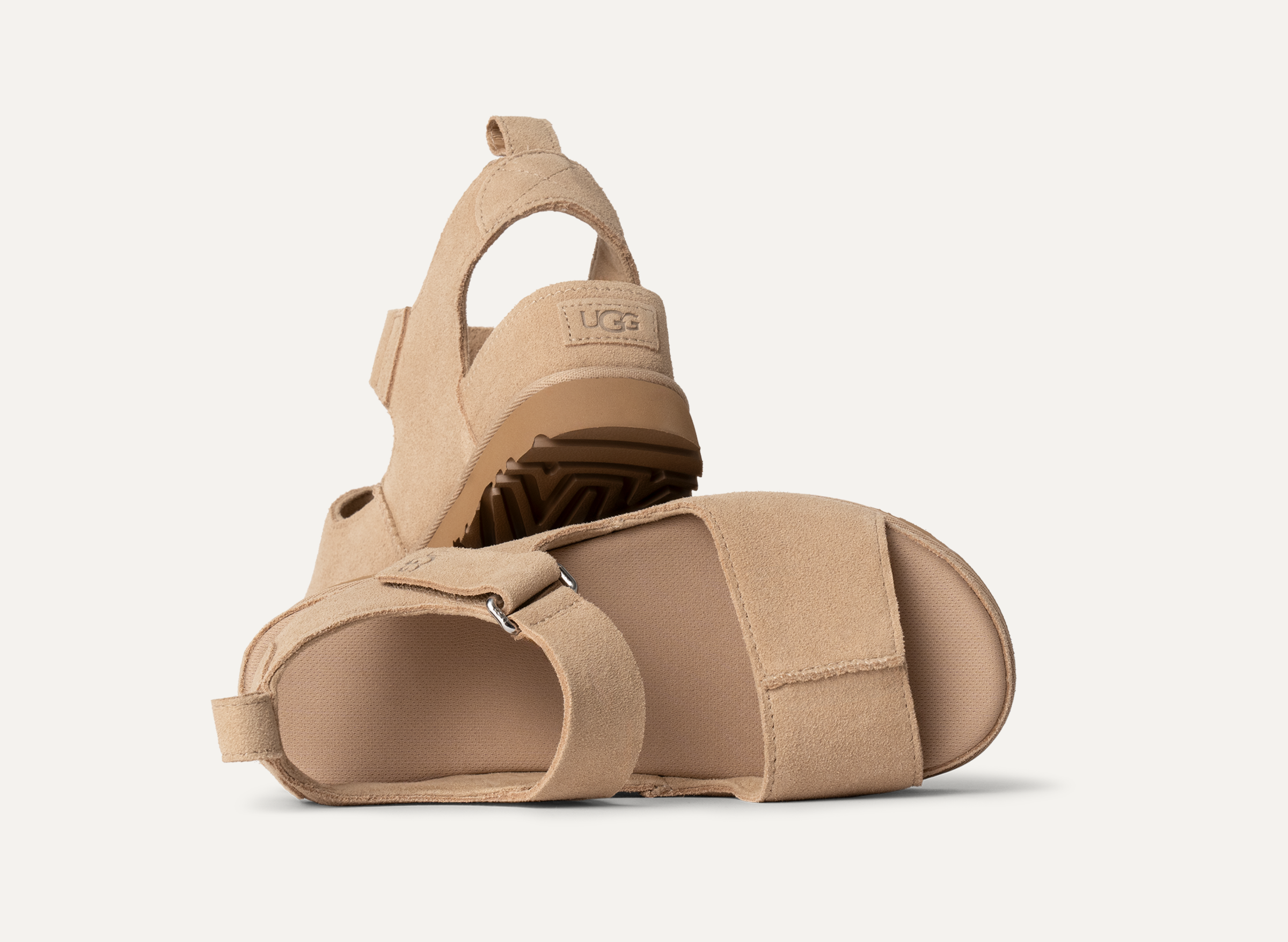 UGG SUEDE GOLDENSTAR HI SLINGBACK PLATFORM SANDALS, WOMEN US