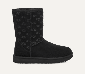 Ugg classic short black leather new arrivals