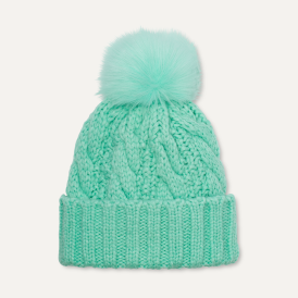 Knit Cable Beanie Faux Fur Pom UGG