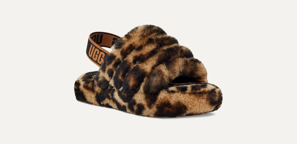 Kids Fluff Yeah Slide Panther Print Slipper UGG