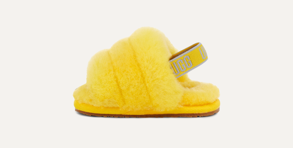 Yellow ugg fluff yeah slide top