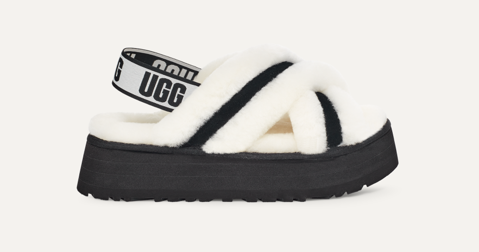 Ugg slides black and white cheap