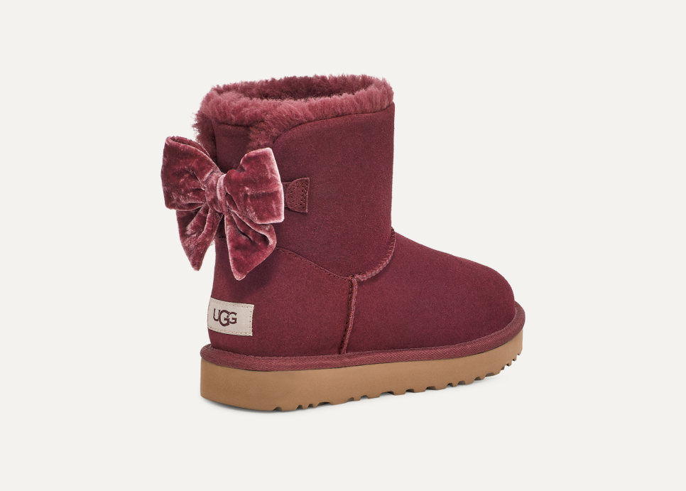 Maroon uggs with bows cheap