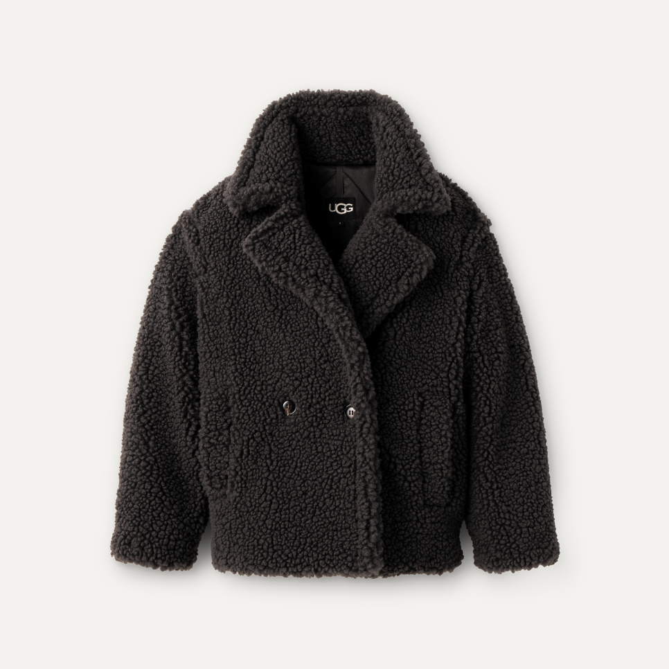 Short teddy coat black cheap