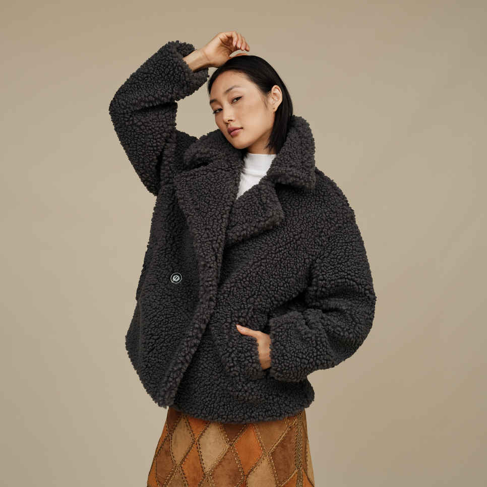 Black short teddy coat clearance