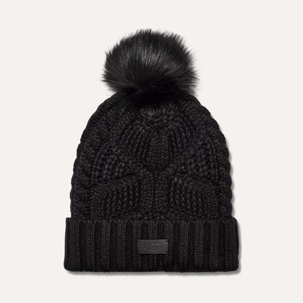 Ugg hat with fur pom pom discount