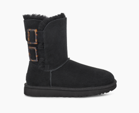 Black ugg on sale boots with buckle
