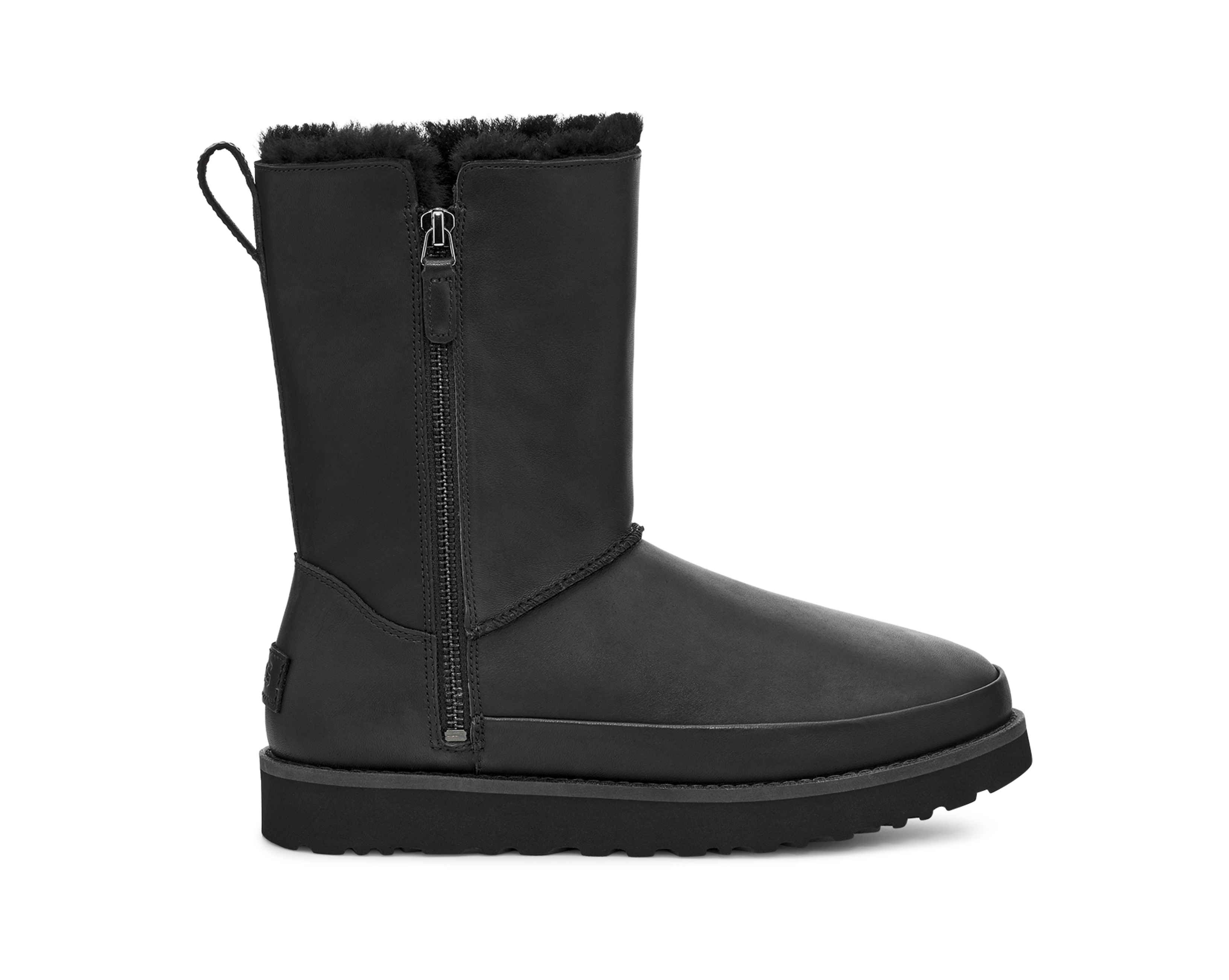 Leather ugg top boots with zipper