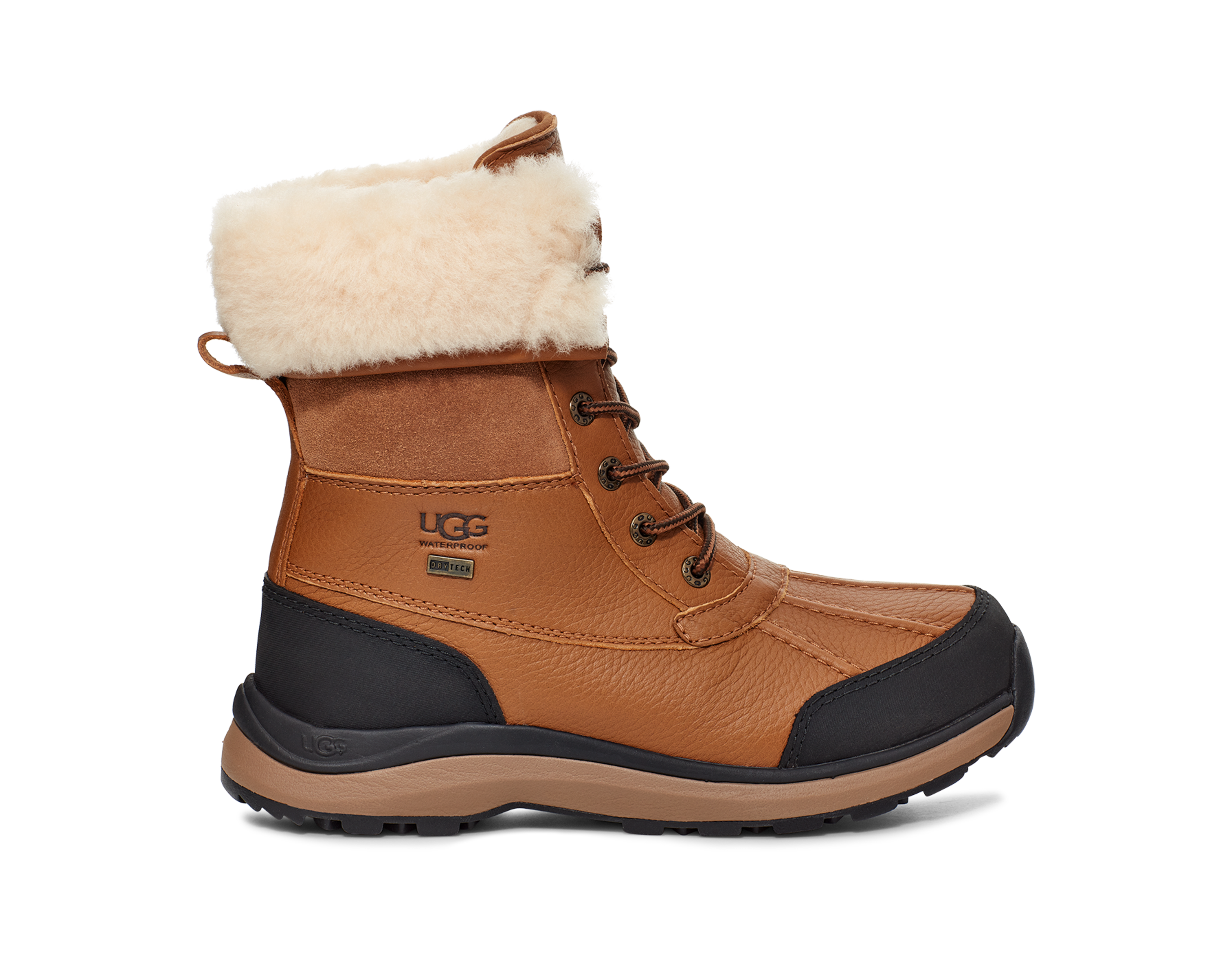 Womens Shearling Lined Snow Boots for Cold Winter Retro Leather Mid Calf  Boots in Black/Brown