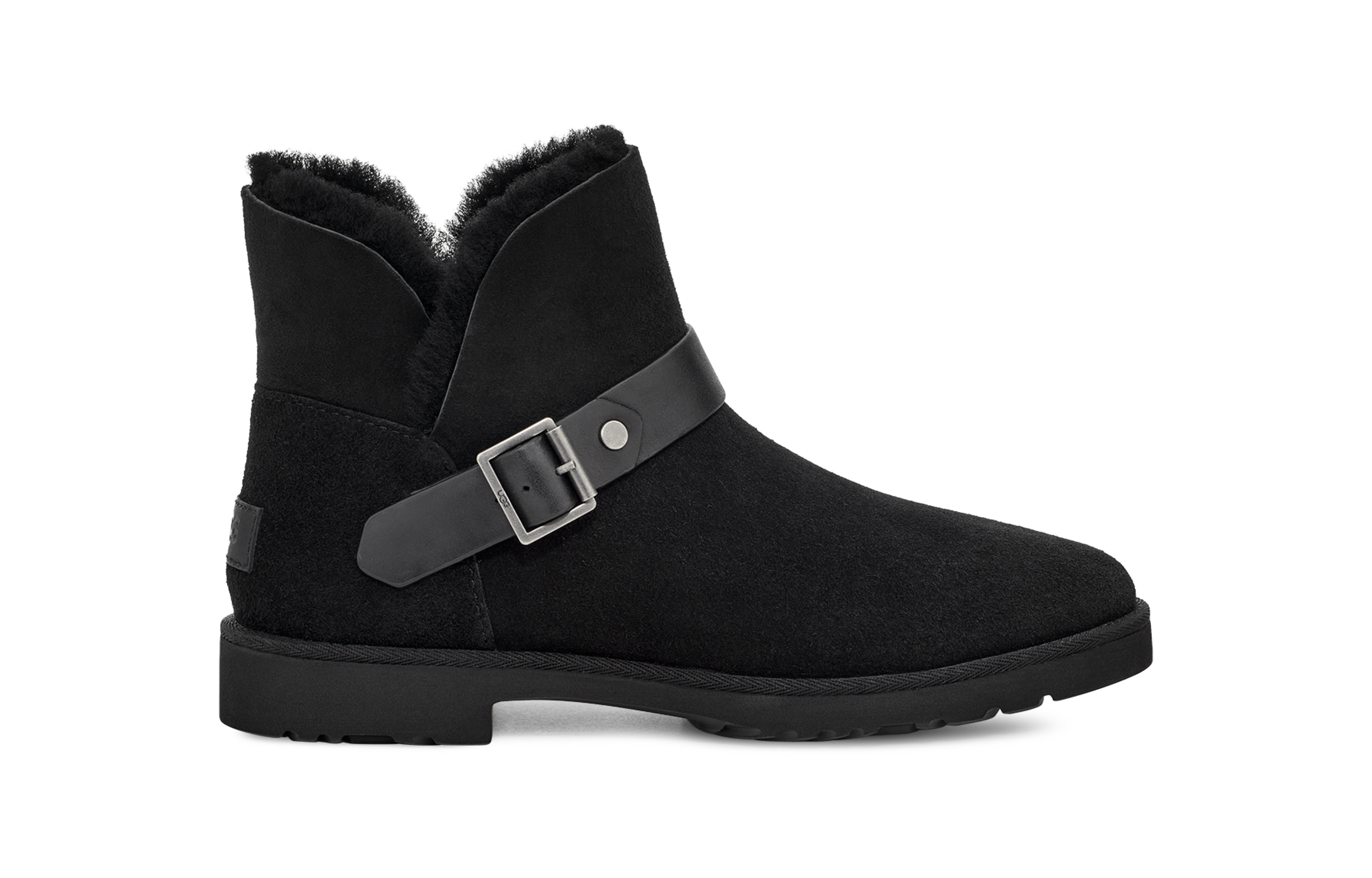 Ugg short black leather boots online