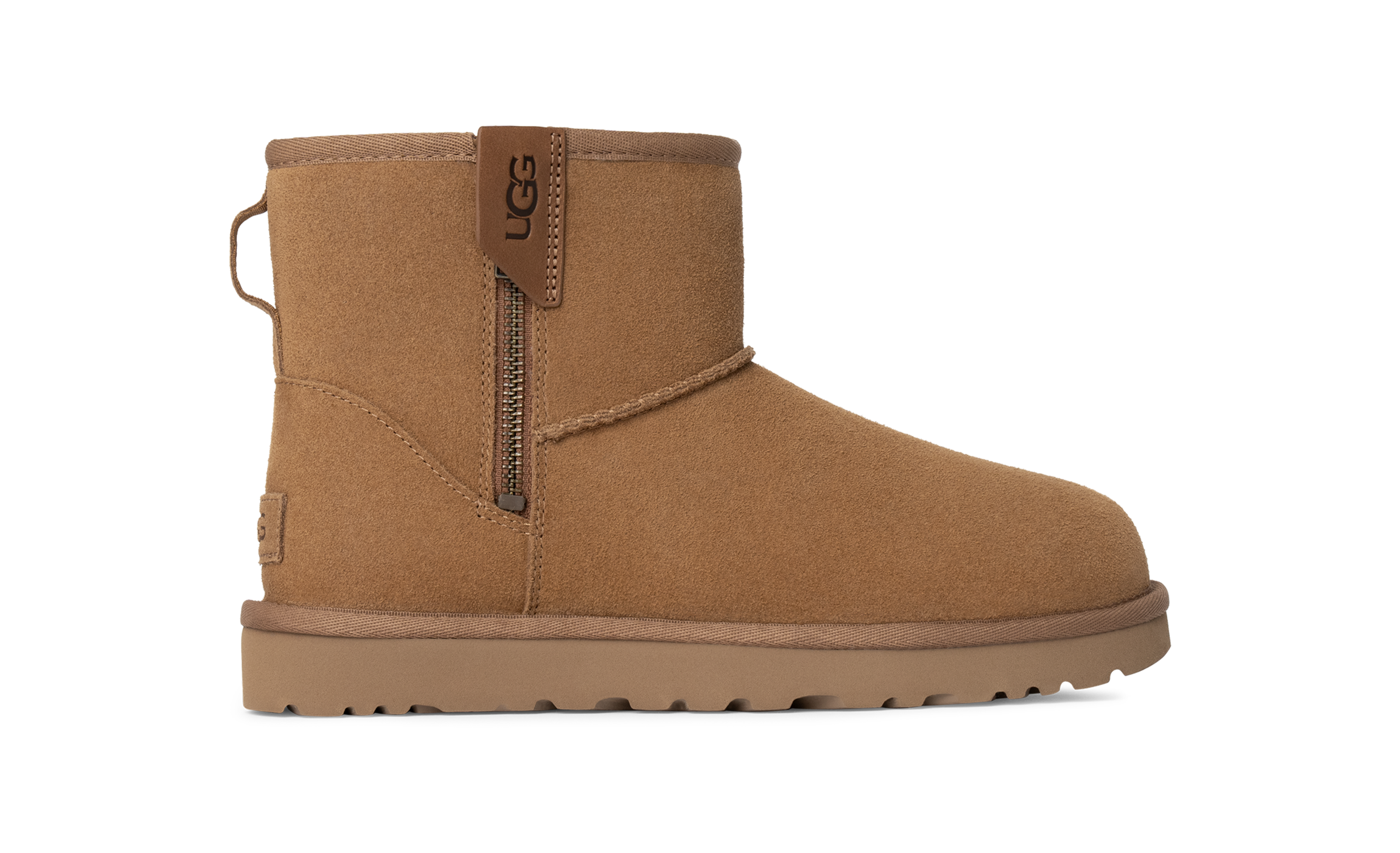 Brown leather uggs stratmore with zipper
