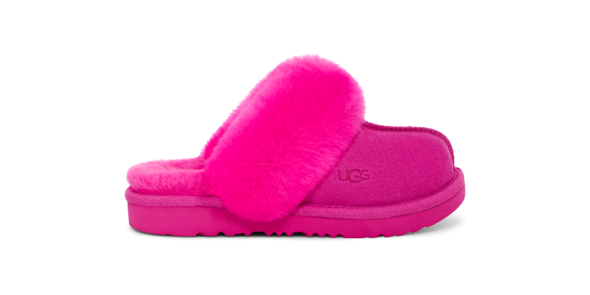 Pink fuzzy top ugg slippers