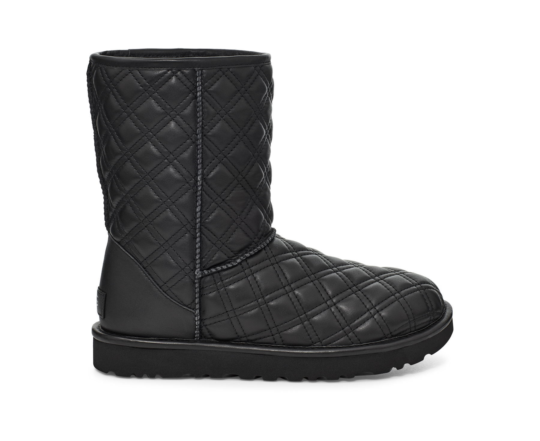 Black leather uggs short discount