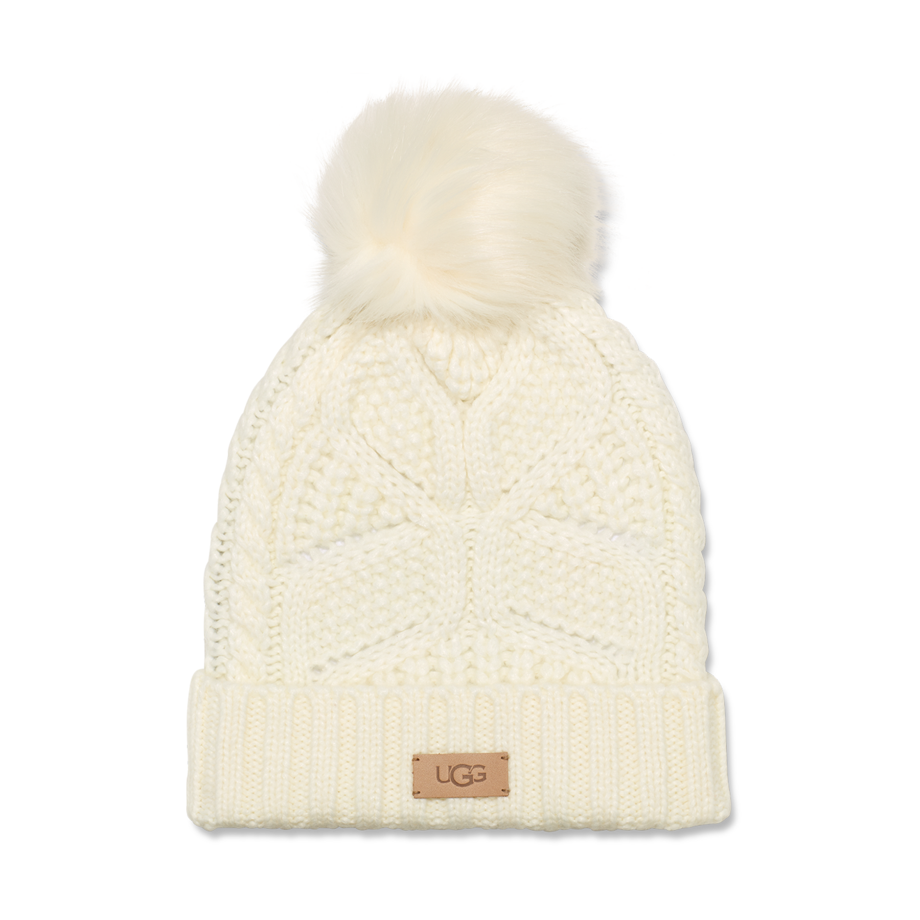 UGG® Women's Faux-Fur-Pom Cable-Knit Beanie - Macy's