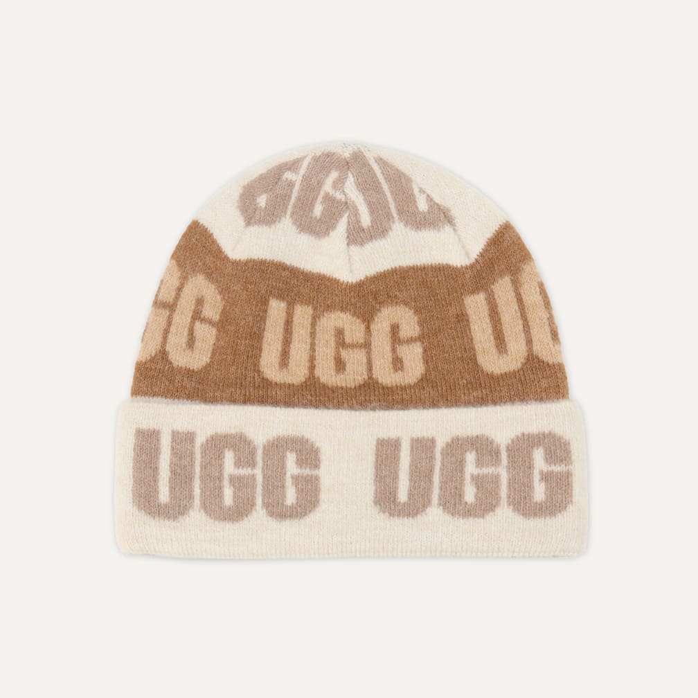 UGG ビーニー 最新 UGG (アグ) ポンポン ロゴラベル チャンキーニット UGG ビーニー 最新 UGG (アグ) ポンポン ロゴラベル チャンキーニット