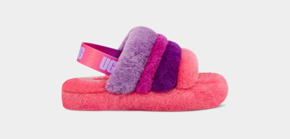 Pink ugg top fluff slides