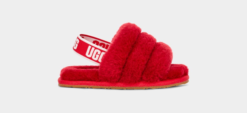 Red ugg fluff slides on sale